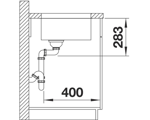 Blanco SUPRA 340-U spoelbak, 370 x 430 mm, roestvrij staal, geborstelde afwerking, 518199