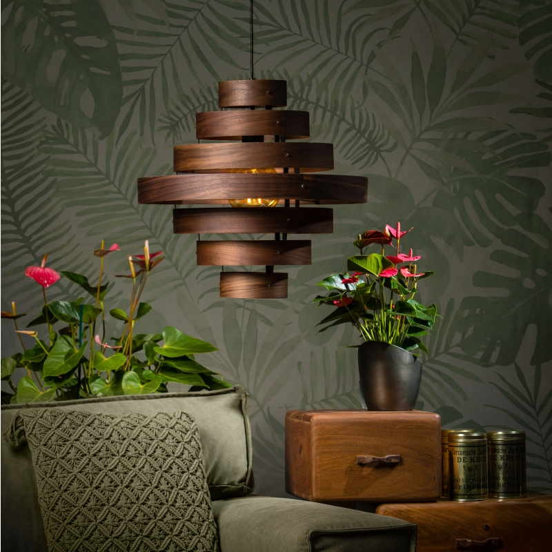 LUXA HANGLAMP 7-RINGS WALNOOT