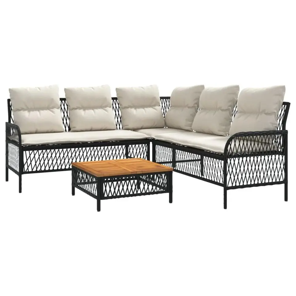 vidaXL - Loungeset - Zwart - Poly rattan