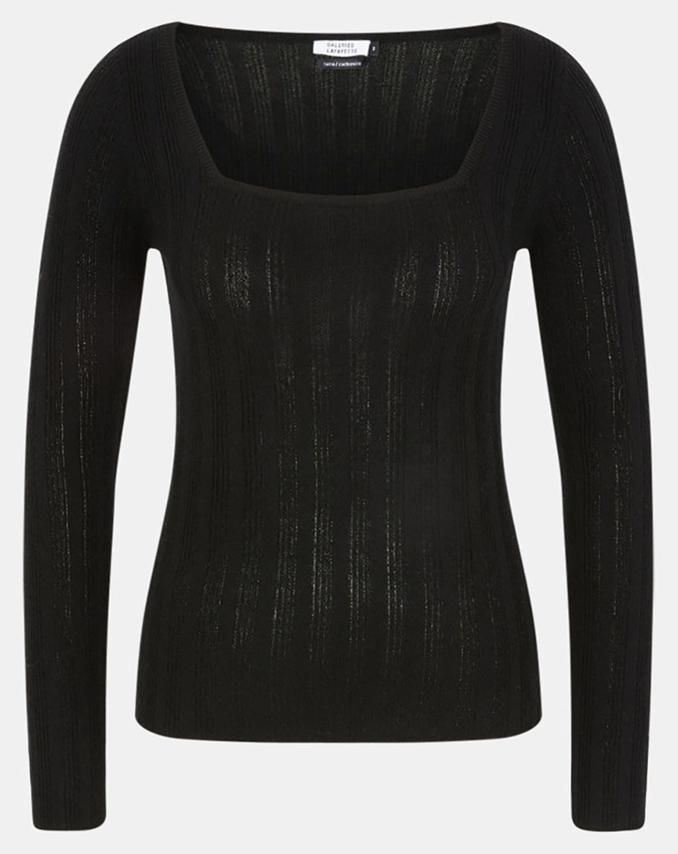 Galeries Lafayette Pull en Laine & Cachemire Sacha col danseuse noir