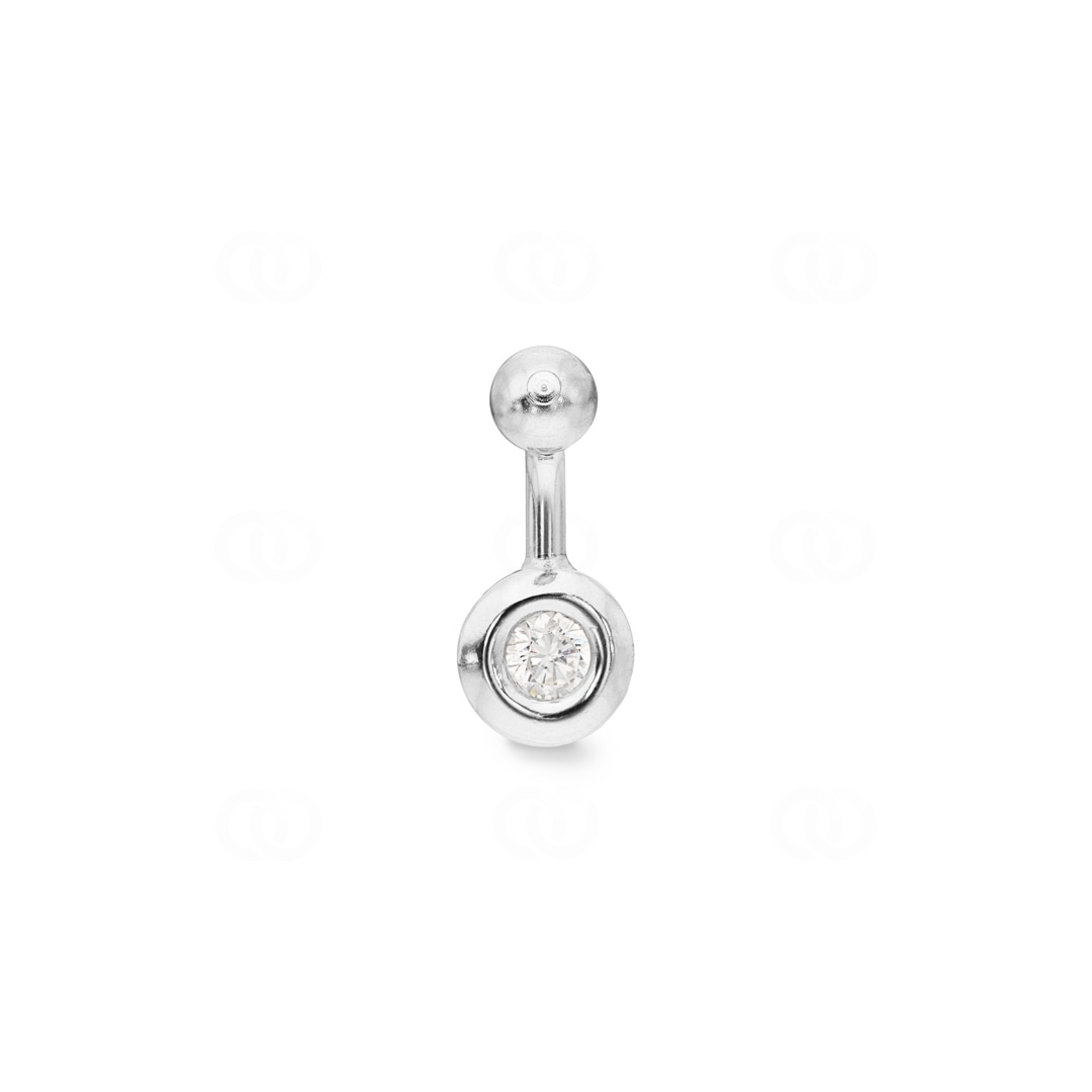 Bauchpiercing 925 Silber rhodiniert mit Zirkonia rund