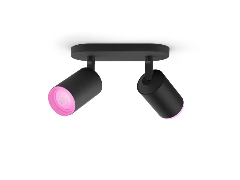 Philips Hue White and Color Ambiance Fugato - Spotlys - LED-lyspære x 2 - GU10 - total: 11.4 W - klasse A  - 16 millioner farver - sort