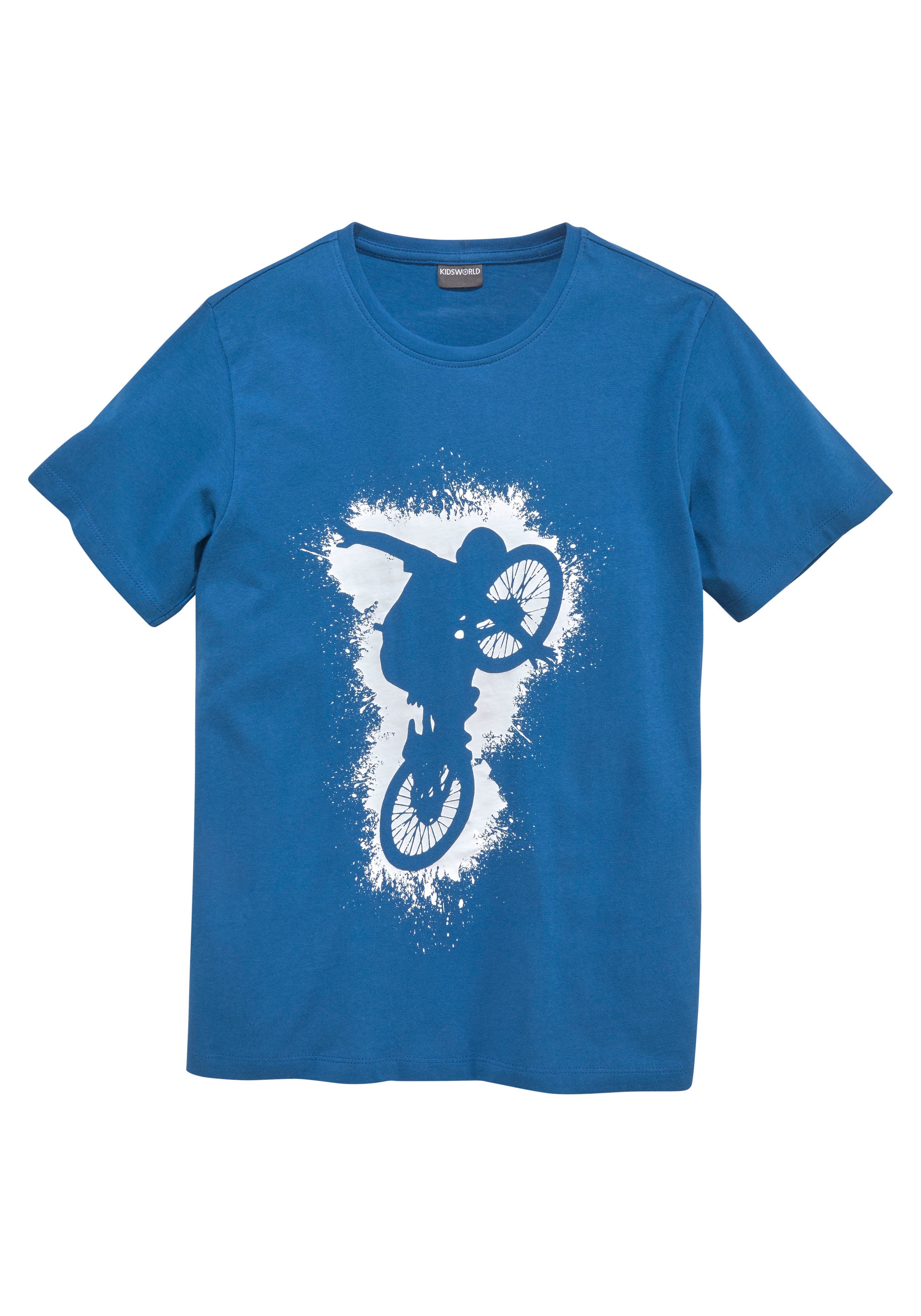 KIDSWORLD T-Shirt »Mit lässigem Druck: BIKER«, Kurzarm,  bedruckt,  Rundhalsausschnitt,  aus Baumwolle