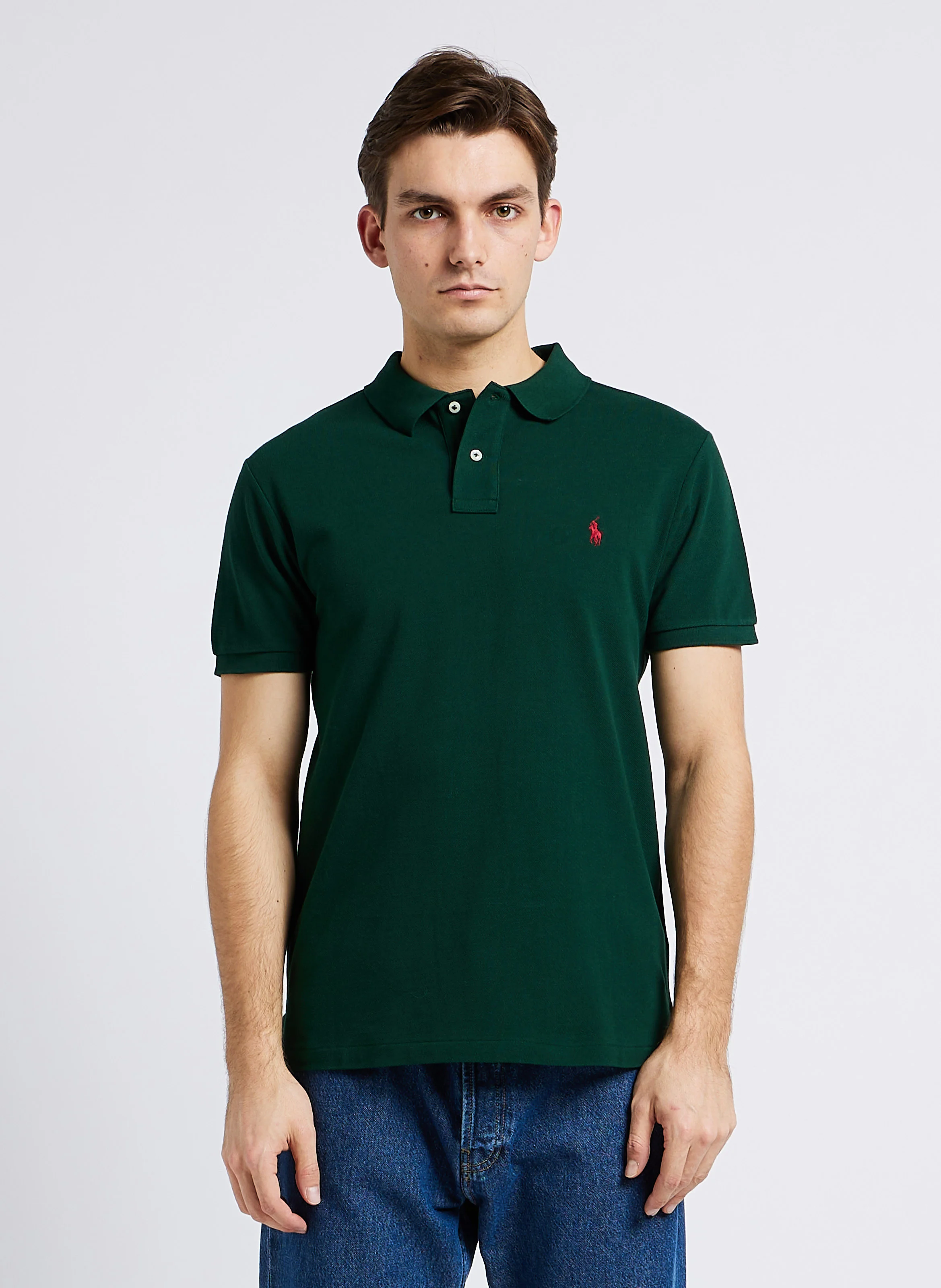 Polo slim-fit en coton piqué | Vert