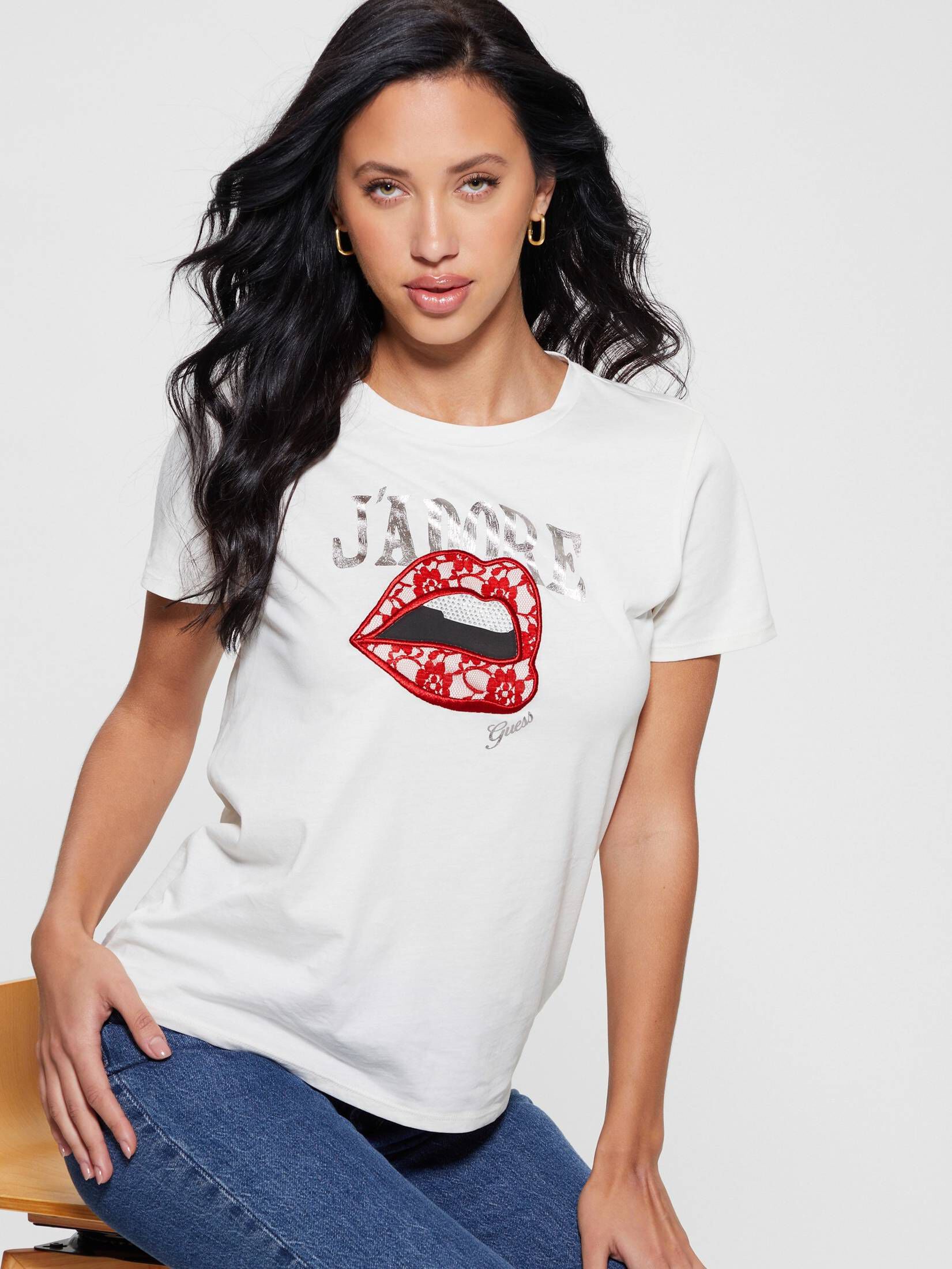 Guess| Damen T-Shirt J'ADORE EASY TEE