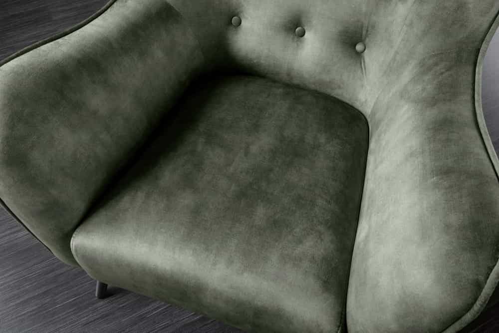 Design XL Sessel AMSTERDAM grün Samt schwarze Metallbeine Retro Stil