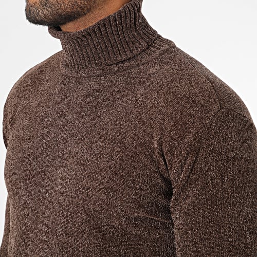 Pull Col Roulé Marron