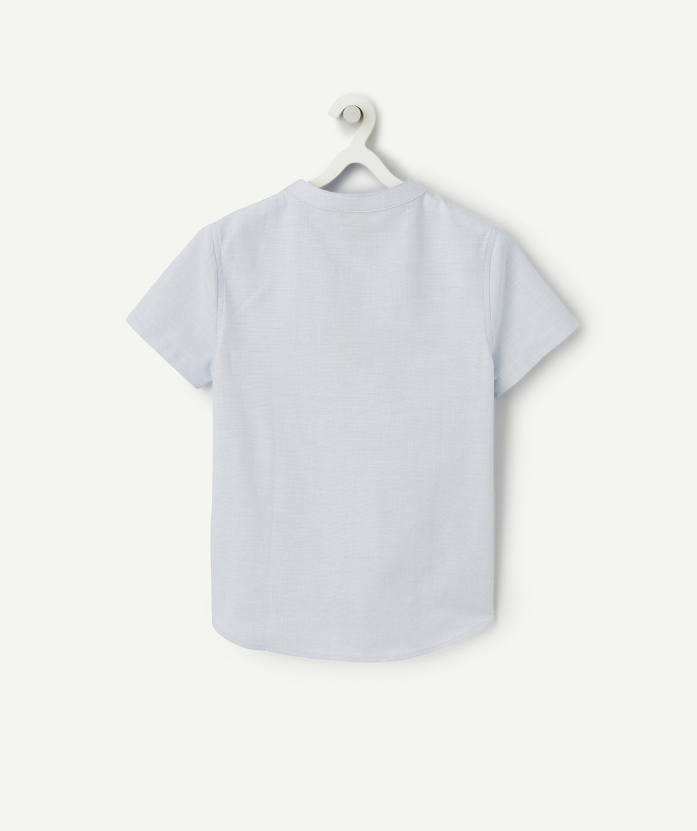 chemise manches courtes garçon en coton bio bleu