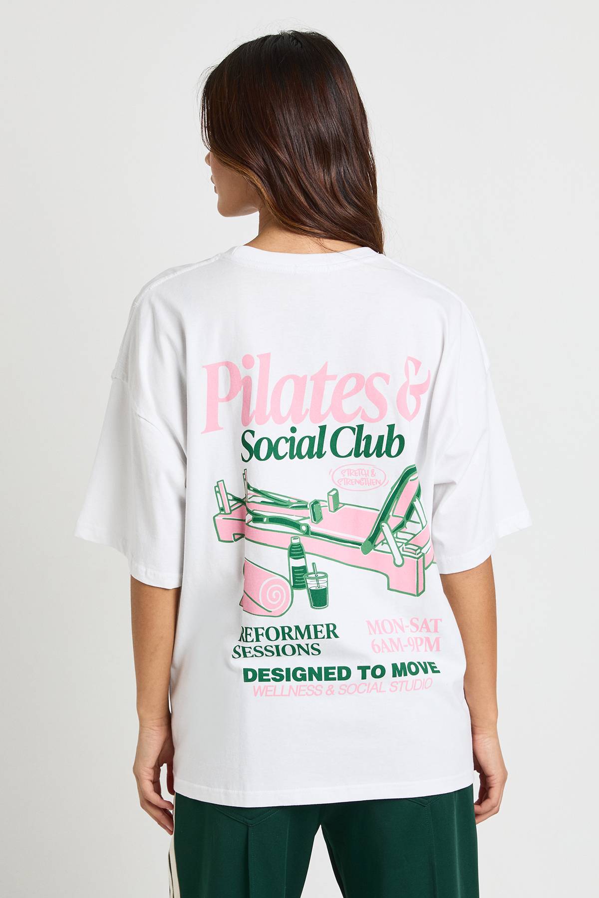 boohoo T-shirt Imprimé Devant Et Dos Reformer Pilates And Social Club