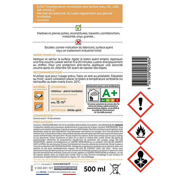 Baume embellissant marbre et pierres naturelles Starwax 500ml