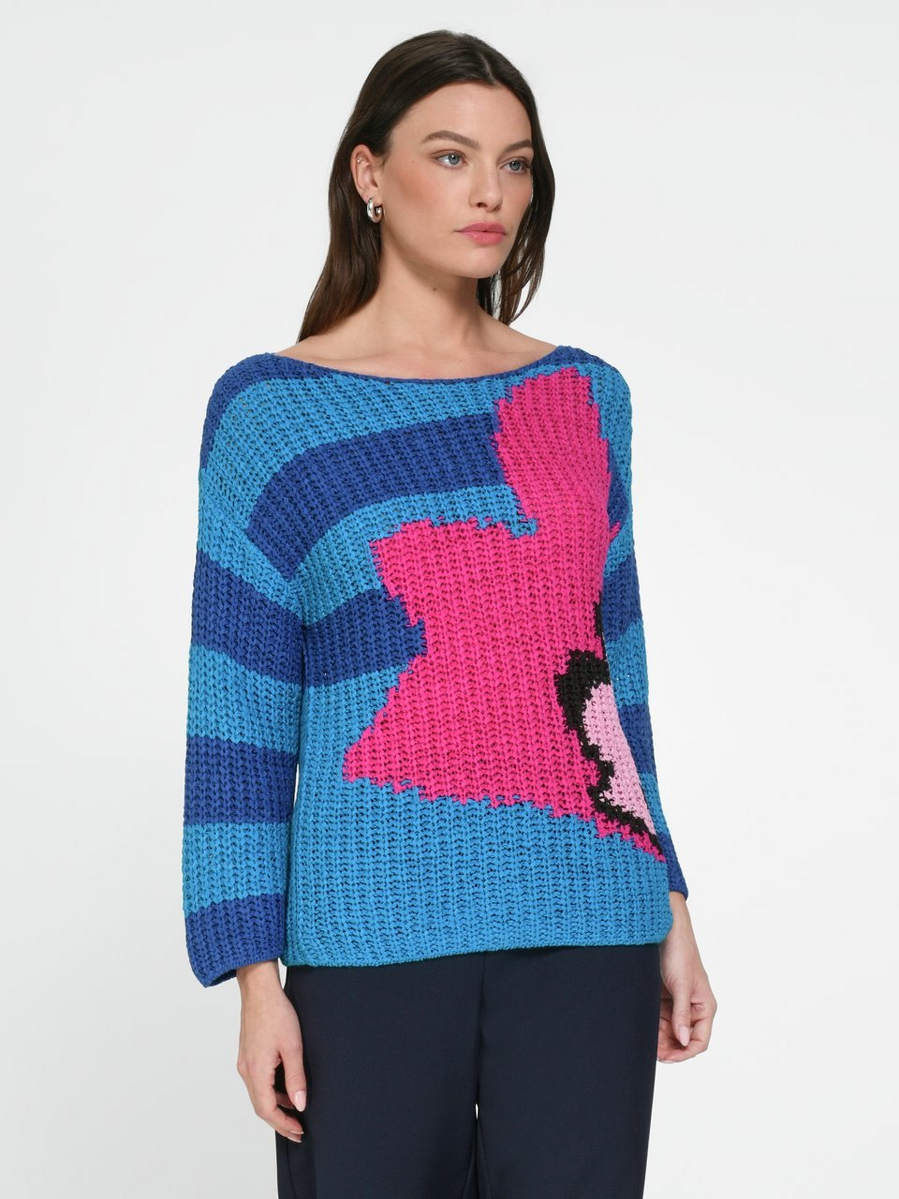 Pullover mit U-Boot-Ausschnitt