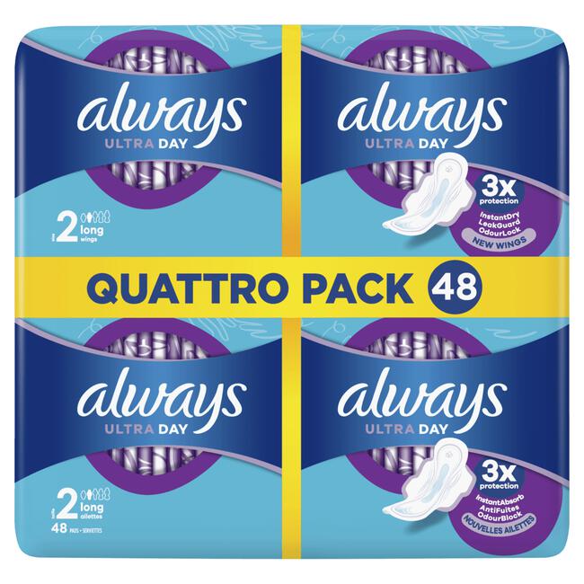 Always Ultra Maandverband Long Met Vleugels Quatro Pack 48 Stuks