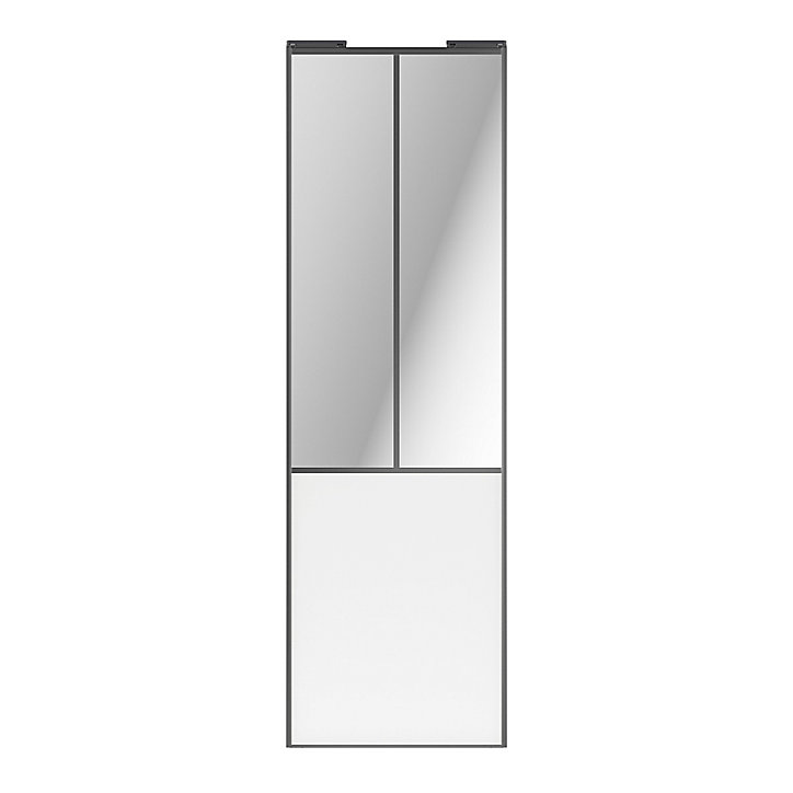 Porte de placard coulissante atelier blanc profil gris GoodHome Arius H. 248,5 x L. 76.2 cm + amortisseurs