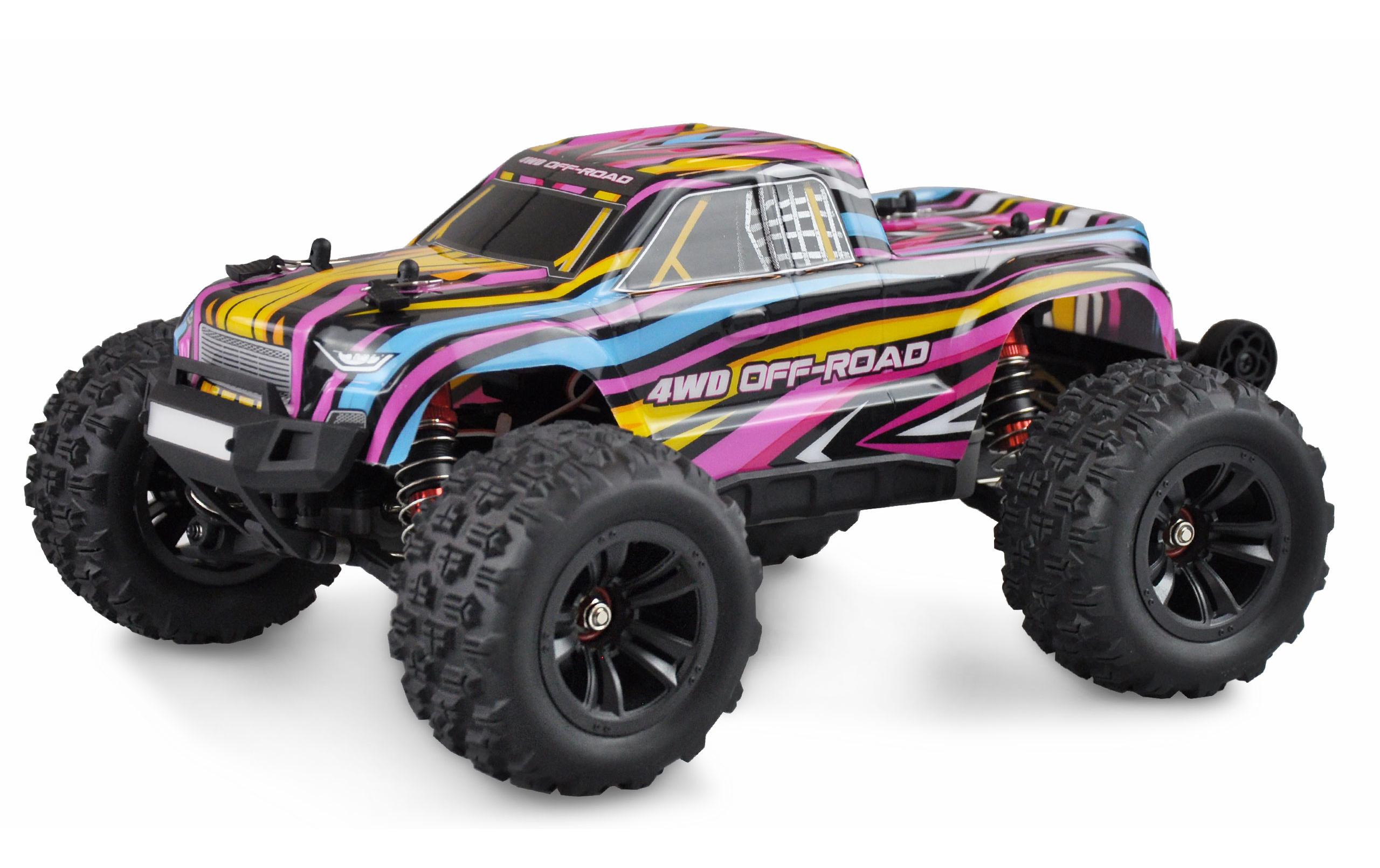Monster Truck Hyper GO Brushless 4WD, Blau/Rot, 1:16, RTR<br>Off-Road RC Modellauto mit Allradantrieb und 45 km/h Höchstgeschwindigkeit