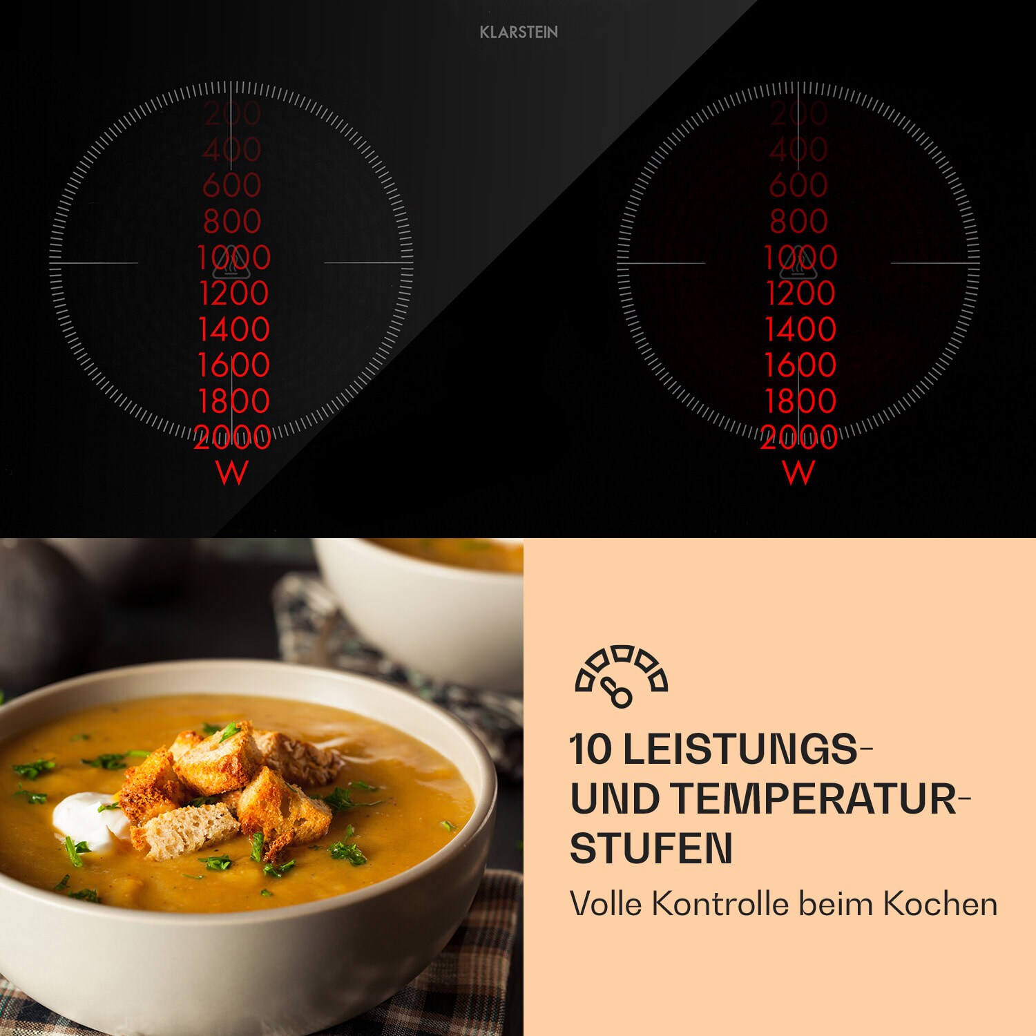 MisterCook Duo Kochplatte Infrarot 3000W 90-650°C Abschalttimer