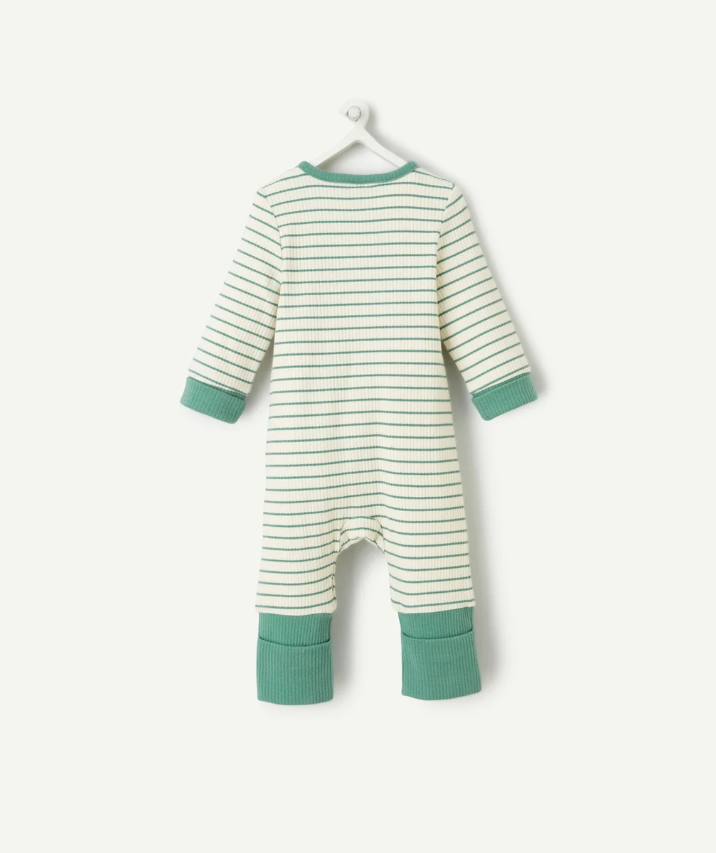 dors bien transformable bébé en coton bio côtelé écru vert et rayé