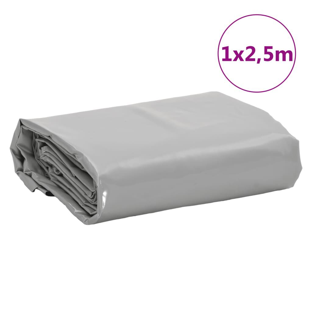 vidaXL Afdekzeil, grijs, 1x2,5 m, 650 g/m²
