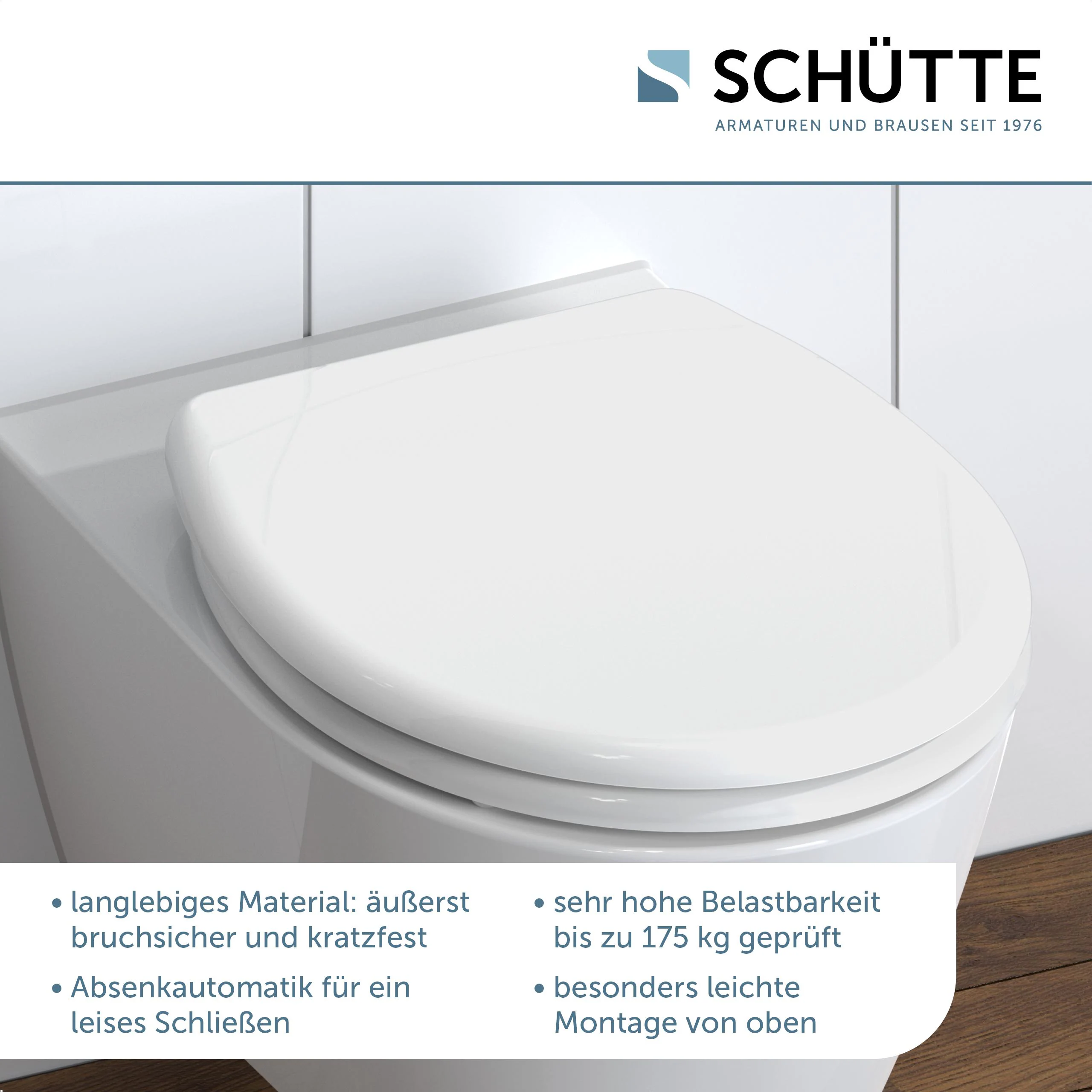Schütte Duroplast WC Sitz WHITE mit Absenkautomatik und Schnellverschluss