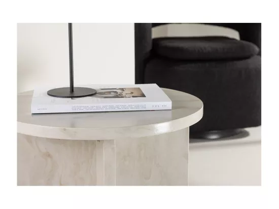 Alesund - Table d'appoint ronde effet marbre ø50cm - Beige