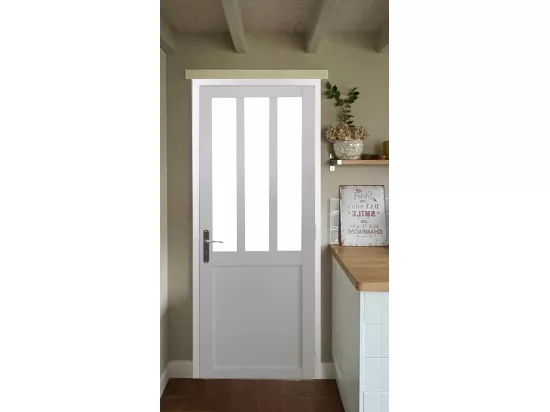 Bloc Porte Atelier Blanc H204 X L83 Poussant Gauche Côtes Tableau Gd Menuiseries