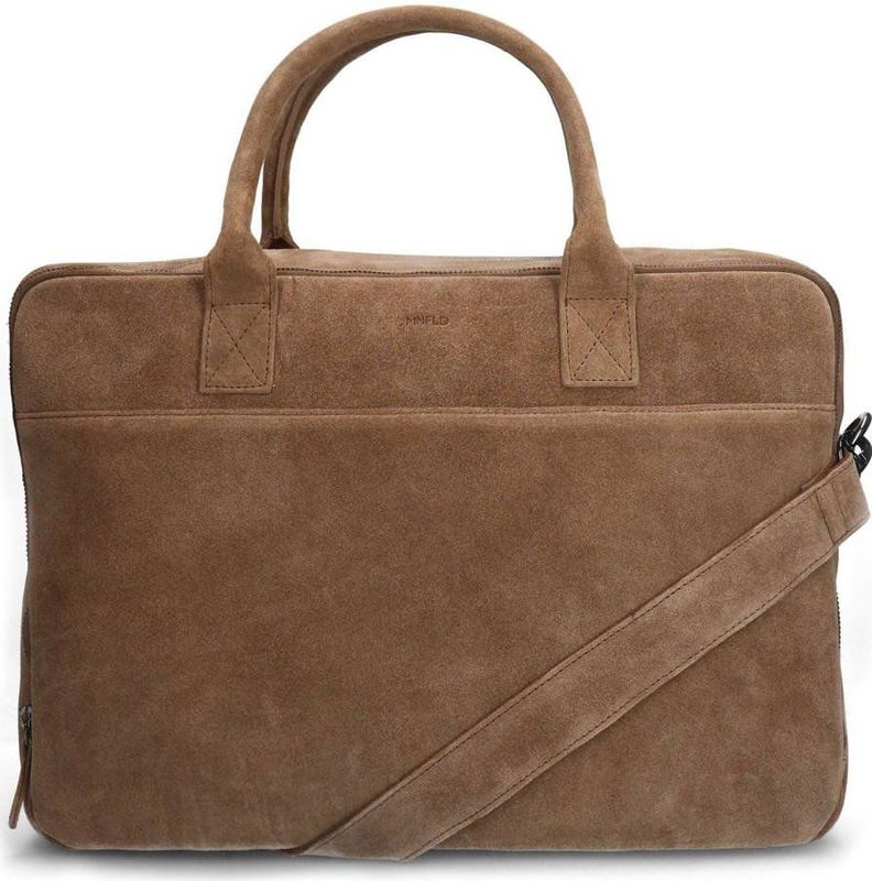 Manfield - Taupe Suède Laptop Tas - Beige - ONE Size