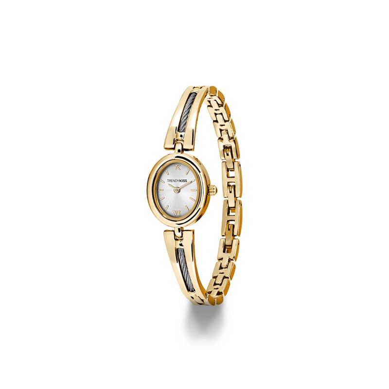 Montre femme analogique Trendy Kiss - Bracelet semi-rigide en métal avec câble en acier - Odile
