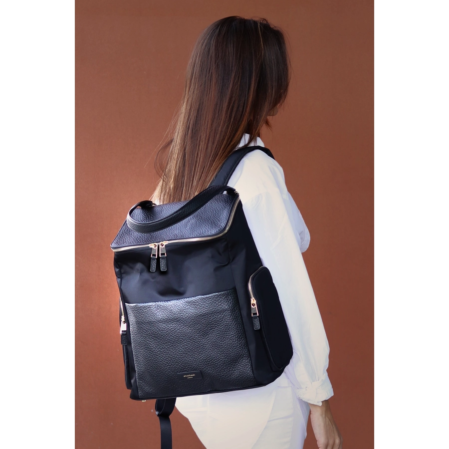 storksak Wickelrucksack Alyssa Black-Gold