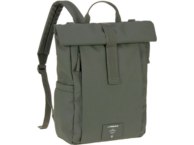 Lässig Wickelrucksack Rolltop Up Olive Veganer Backpack mit viel Platz