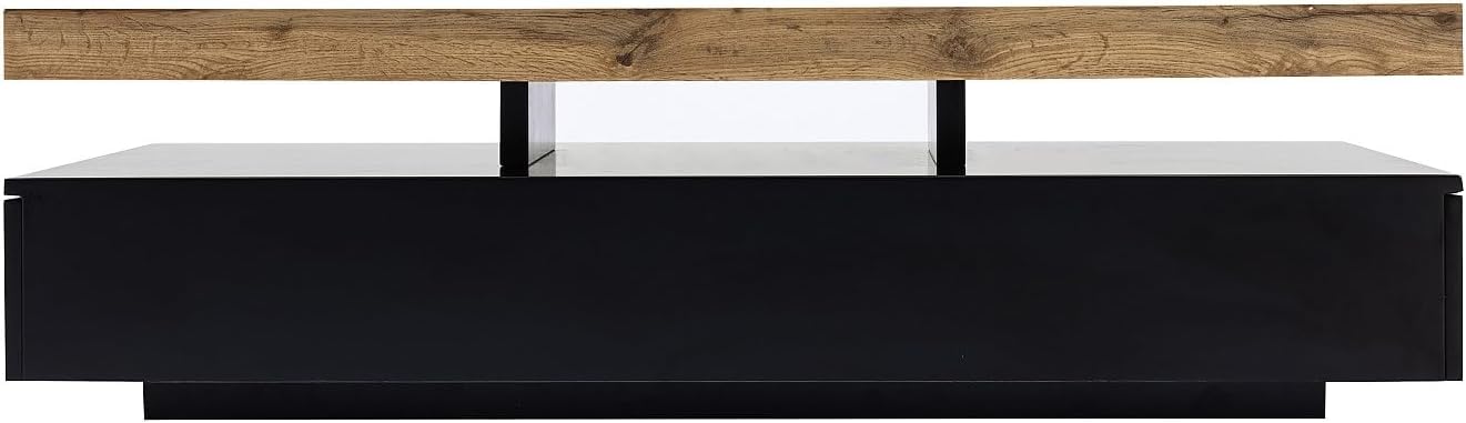 Vente-unique-Couchtisch mit 2 Schubladen - MDF - Schwarz & Holzfarben hell - Felix