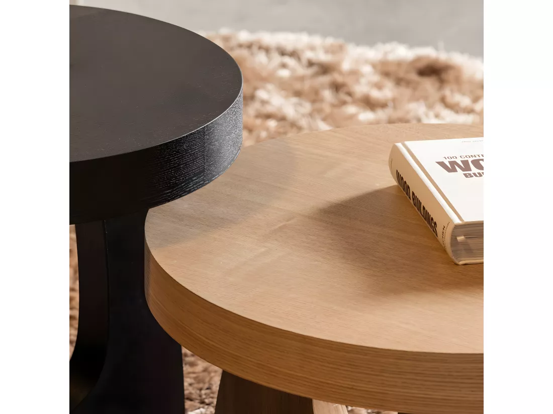 Tala - Table d'appoint ronde en bois ø45cm - Noir