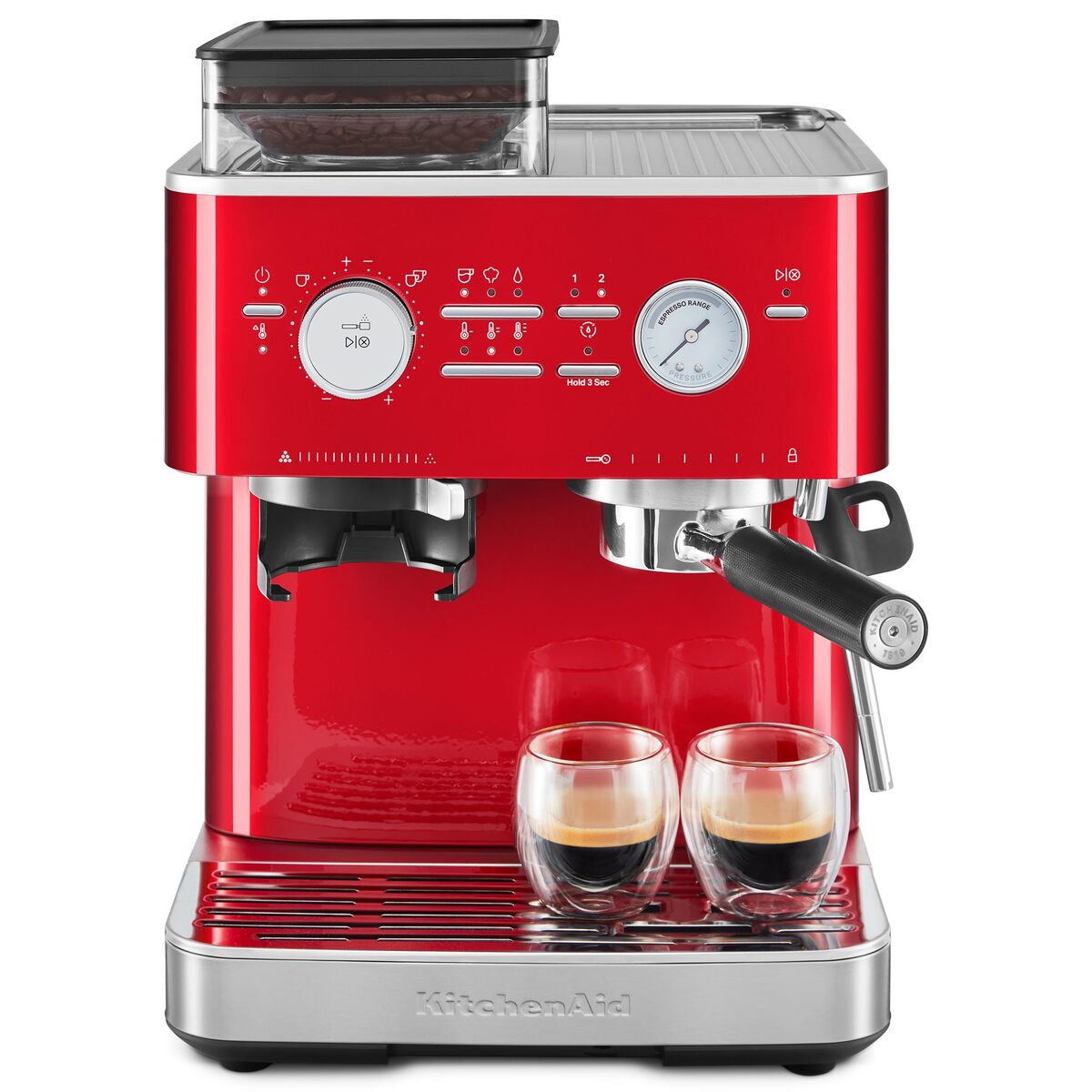 Espressomaskin med kaffekvern, candy apple