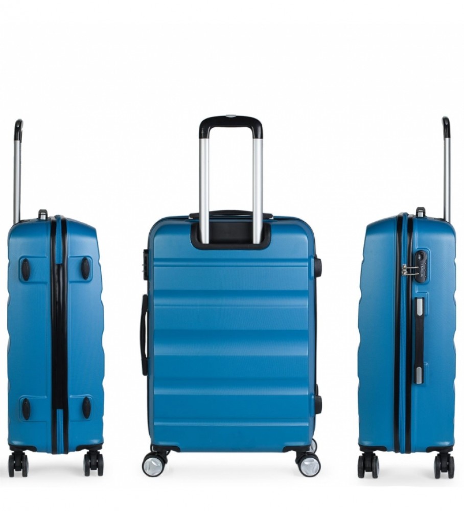 Conjunto de malas rígidas de viagem ITACA com 4 rodas T71600 Azul - 55x39x20cm -