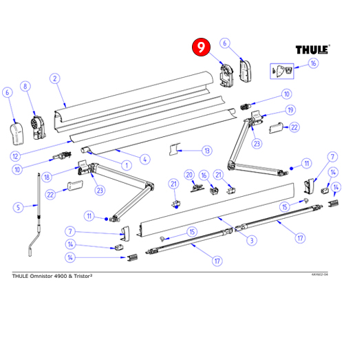 Embout droit de store 4900 THULE Noir