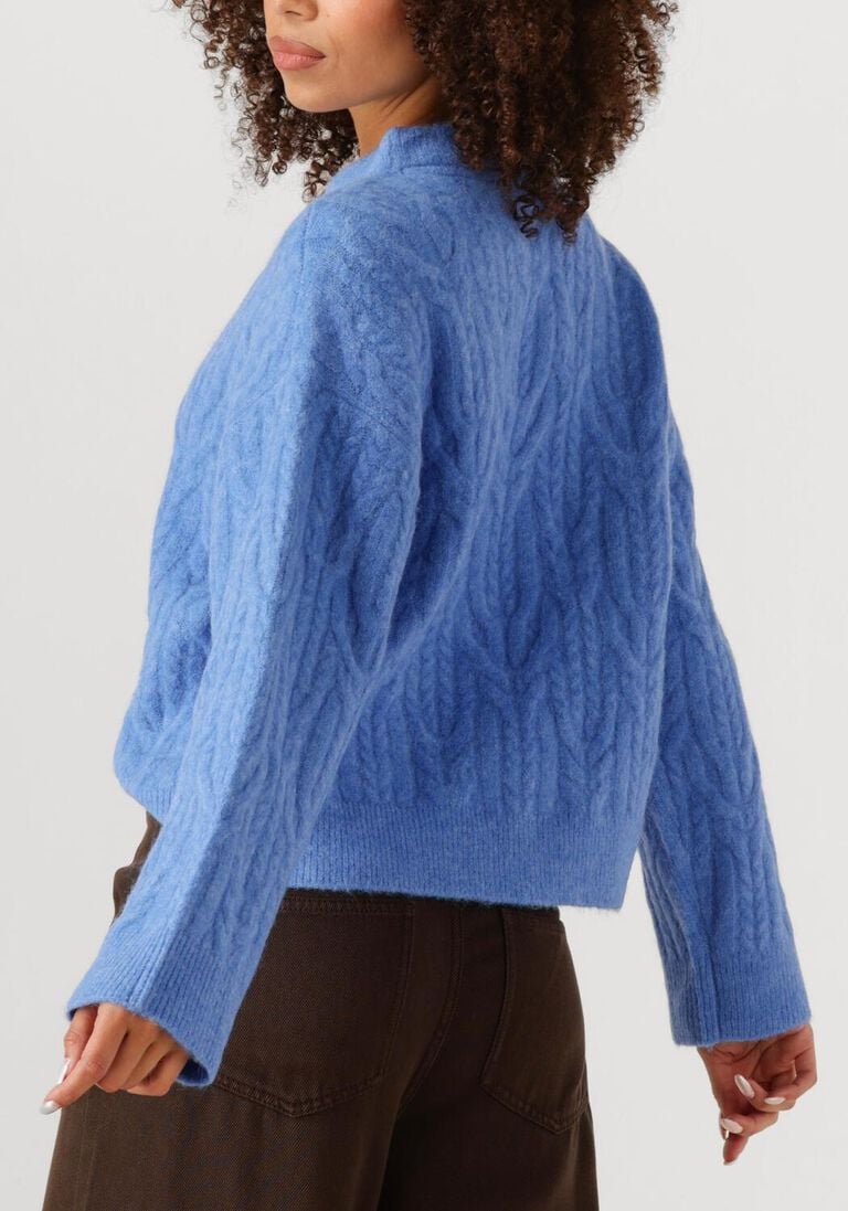 blauwe co'couture trui benal cable o-knit