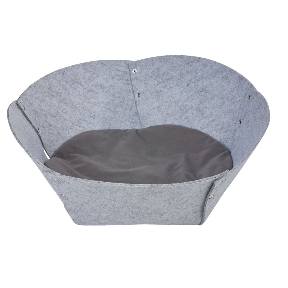 Panier couchage petit chien forme fleur gris clair et foncé