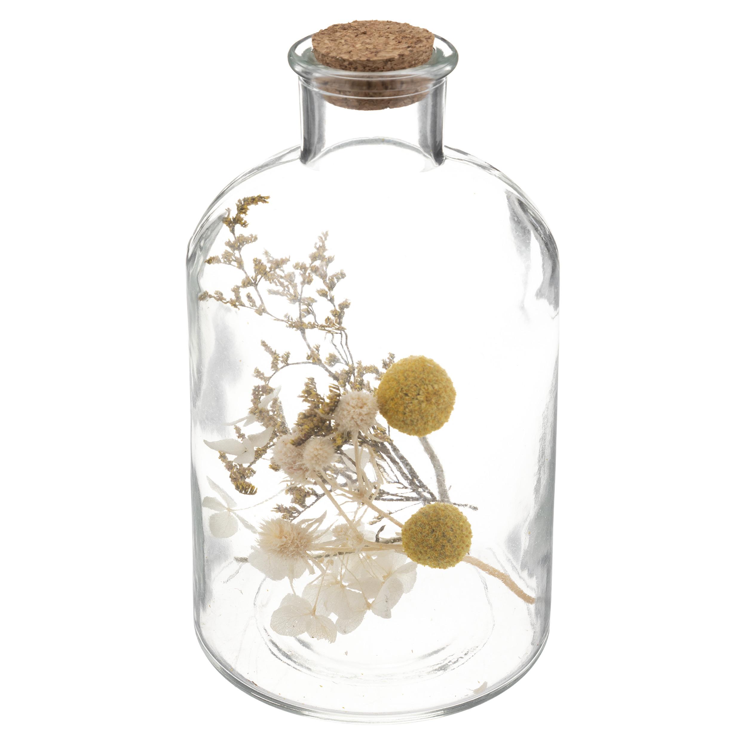 BOUTEILLE VERRE FLEURS SECHEES