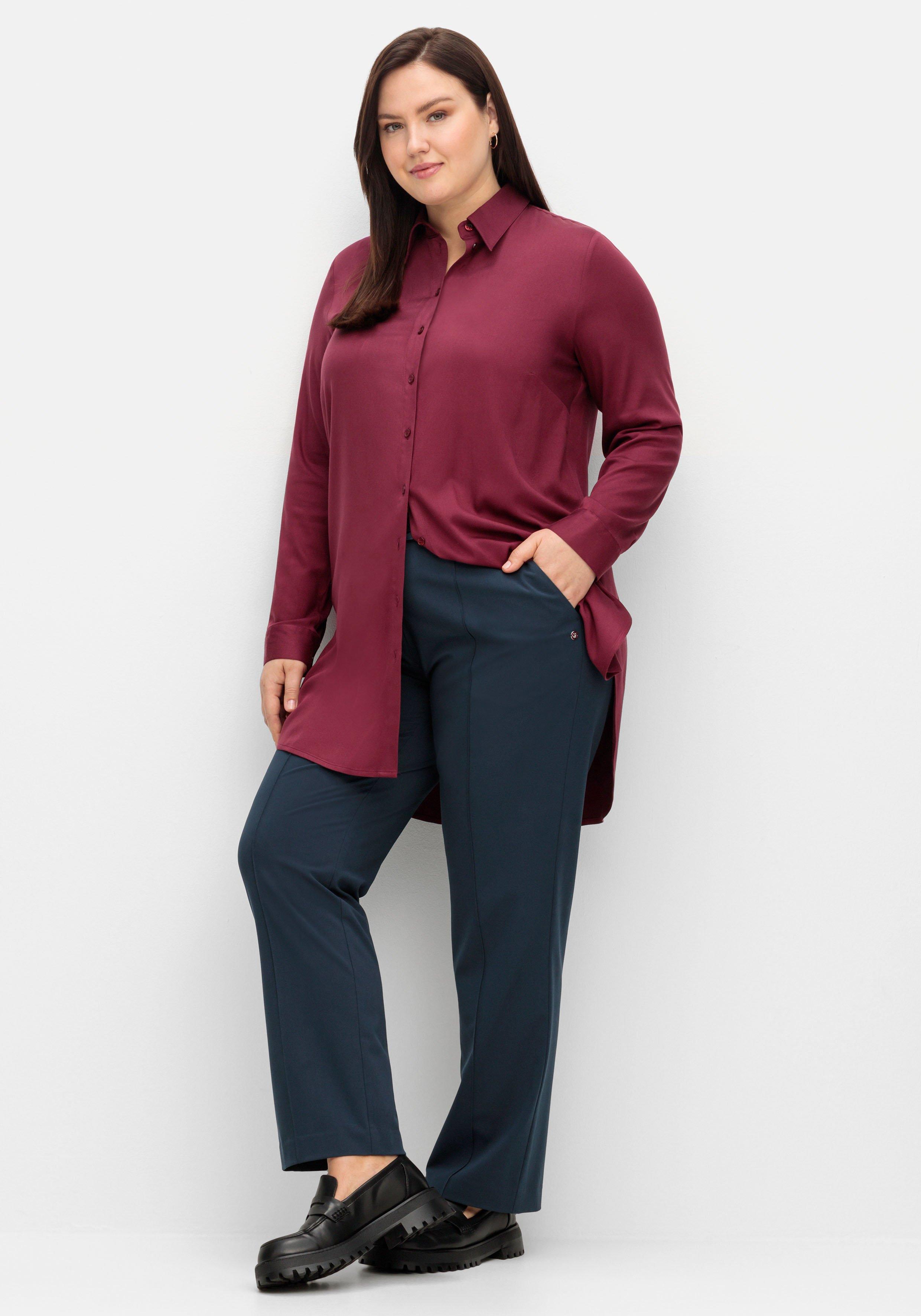 Gerade Businesshose mit Biesen und Teilgummibund