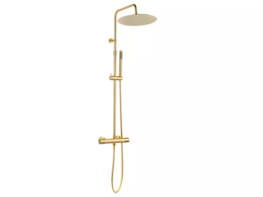 Delice II colonne de douche thermostatique or brossé avec corps froid - Essebagno
