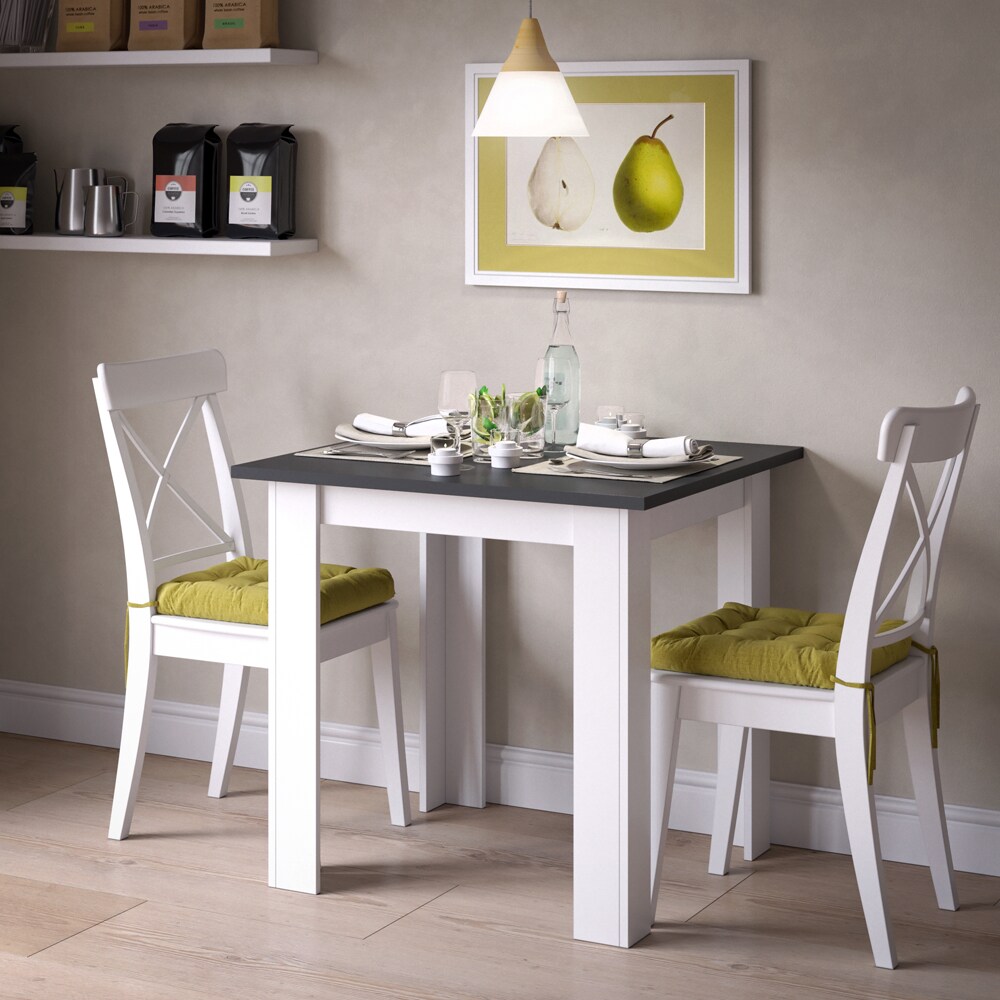 VICCO Esstisch KARLOS Esszimmertisch 80cm Weiß Anthrazit Wohnzimmer Küchentisch