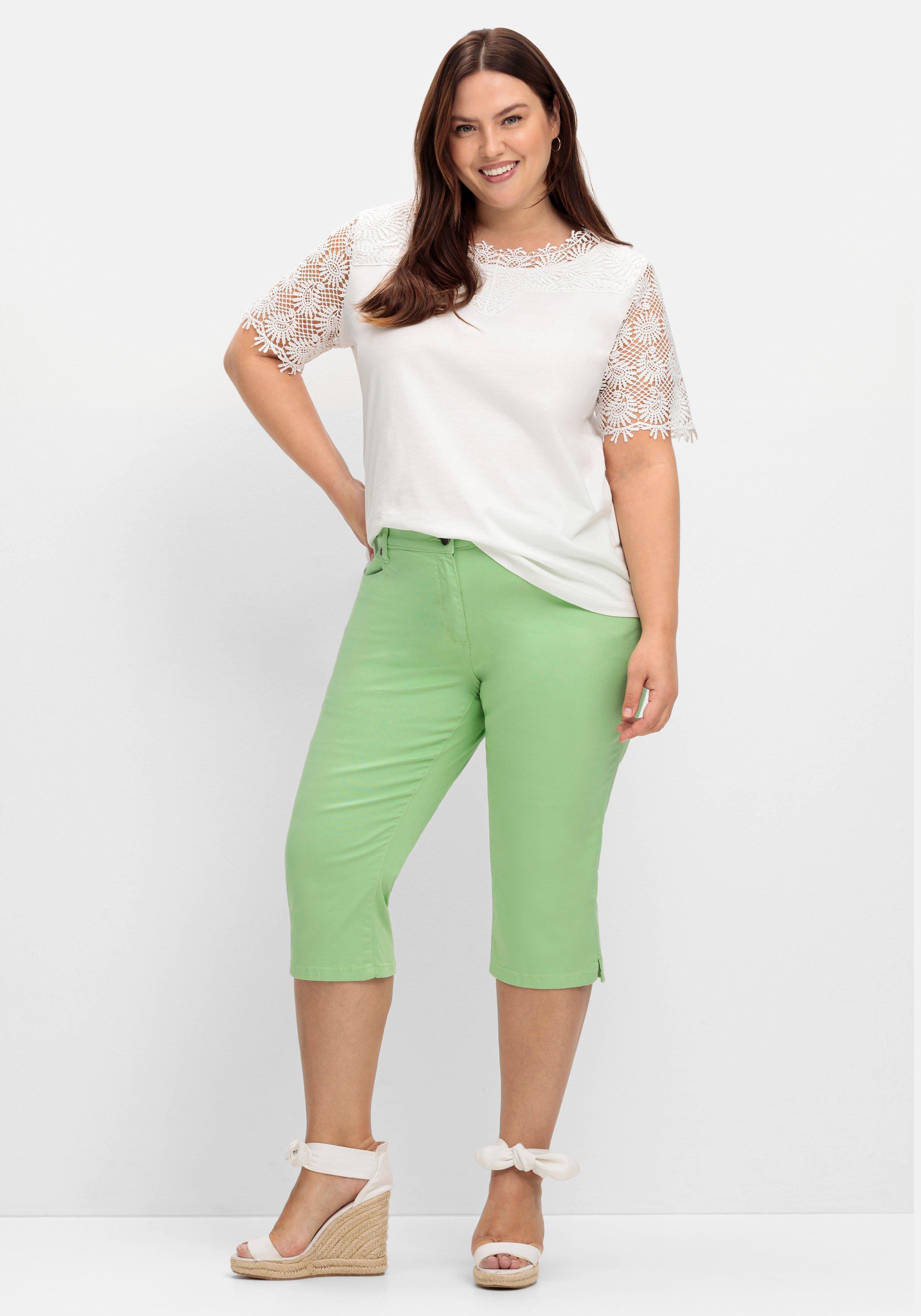 Shirt mit transparentem Spitzenbesatz