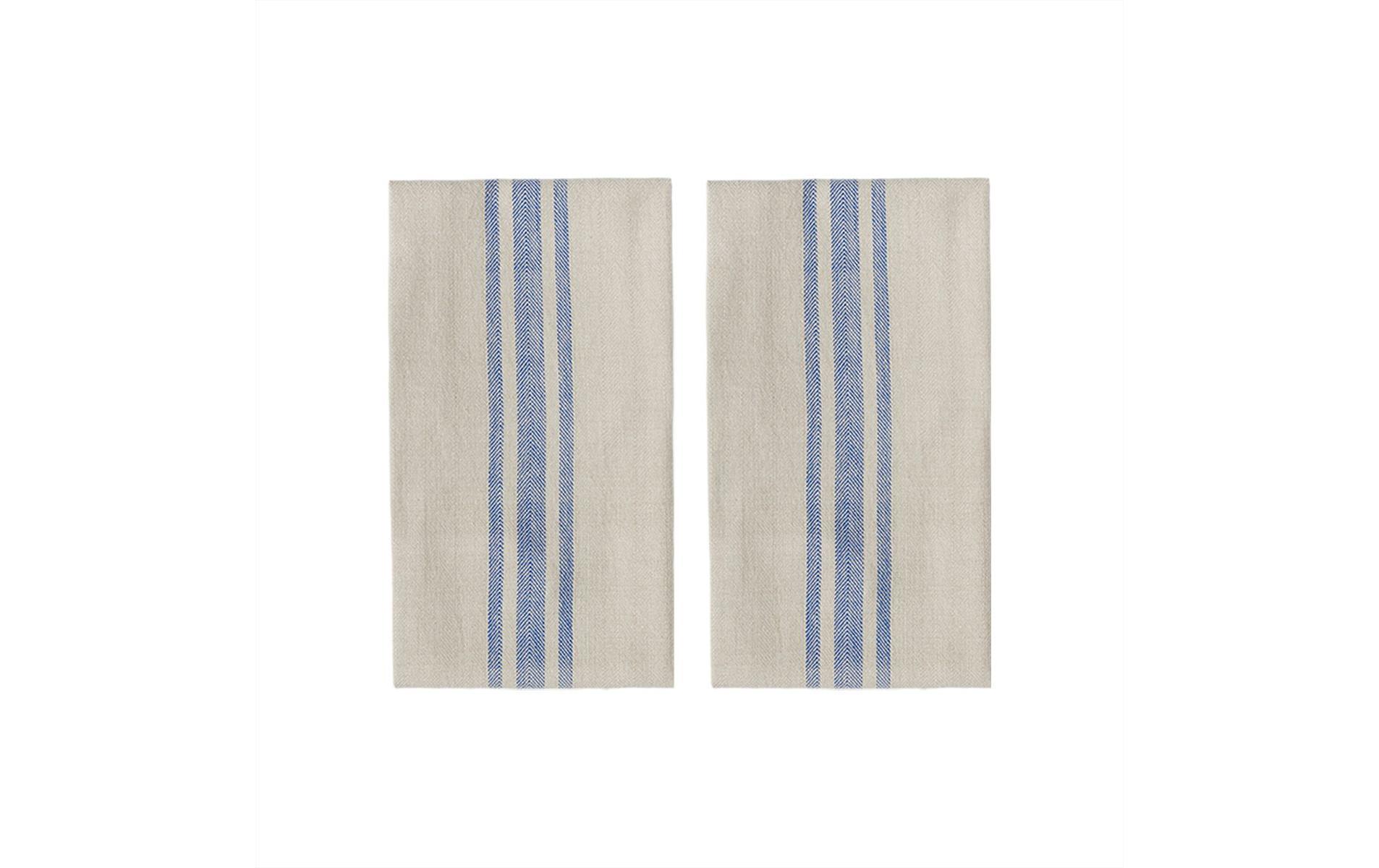 Geschirrtuch-Set Linu 2 Stück, Beige/BlauKüchentücher