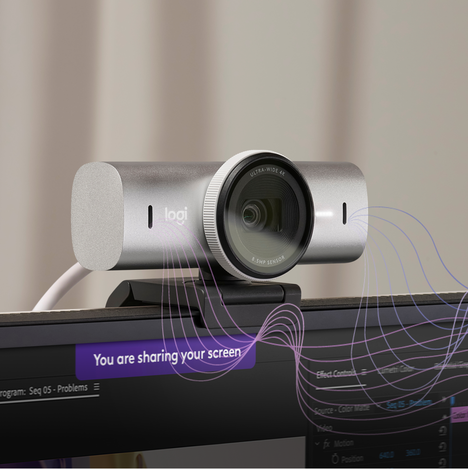 Logitech - MX Brio Ultra HD 4K Collaboration and Streaming Webcam - Pale Grey
