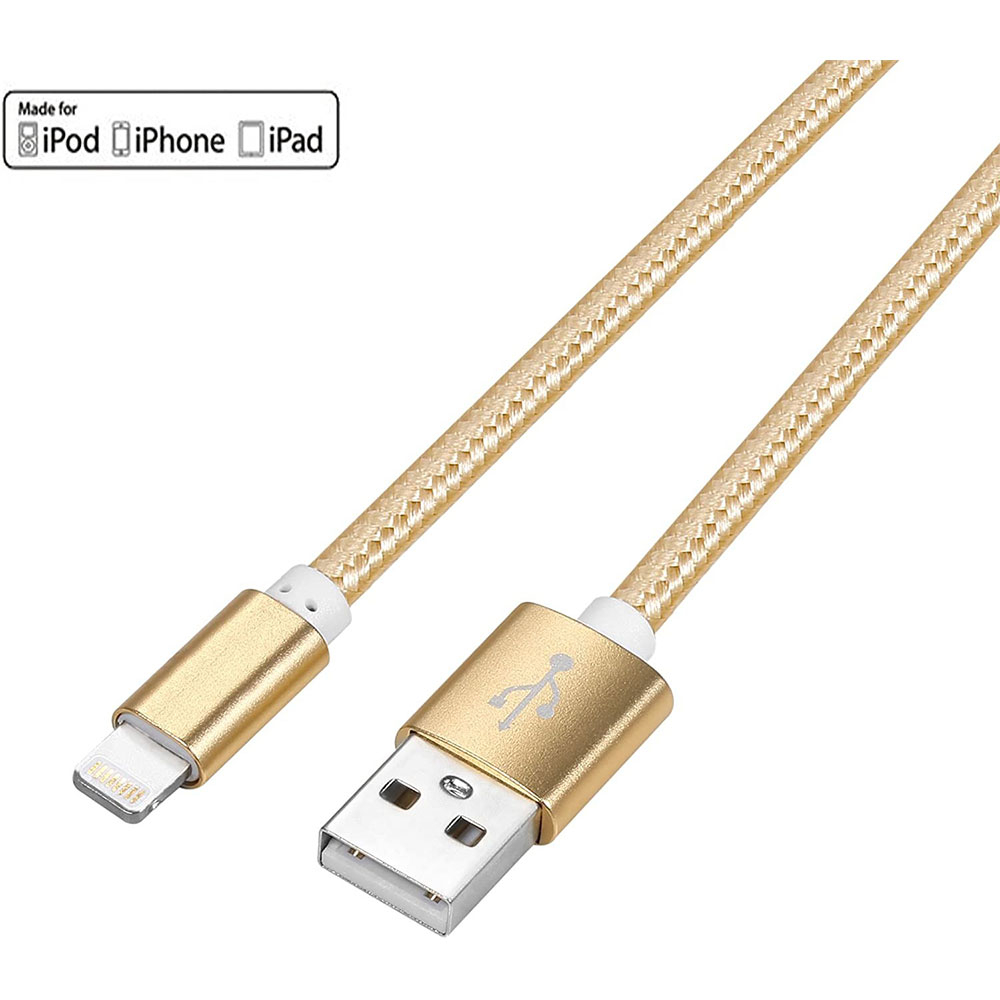 (1m) 2.4A MFi USB A auf Lightning Schnellladekabel Nylon Datenkabel - Gold