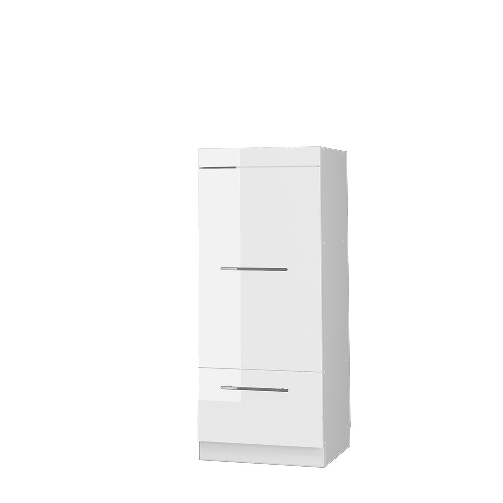 Vicco Mikrowellenumbauschrank Küchenschrank Küchenmöbel Fame-Line Weiß 60 cm modern Hochglanz Küche Einbauküche Blende Hochschrank Schublade Mikrowelle Backofen Küchenzeile