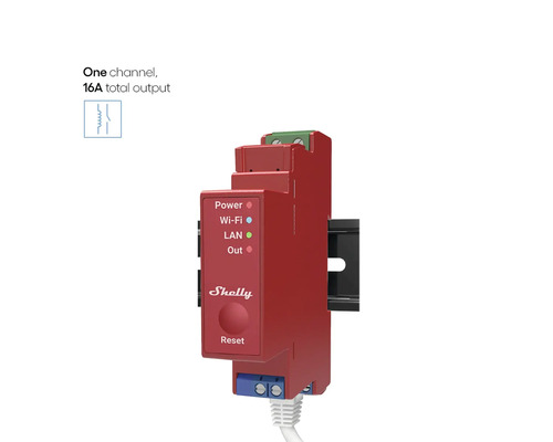 Shelly Pro 1PM - relais max. 16A 1 fase 1 kanaal DIN meetfunctie WLAN LAN