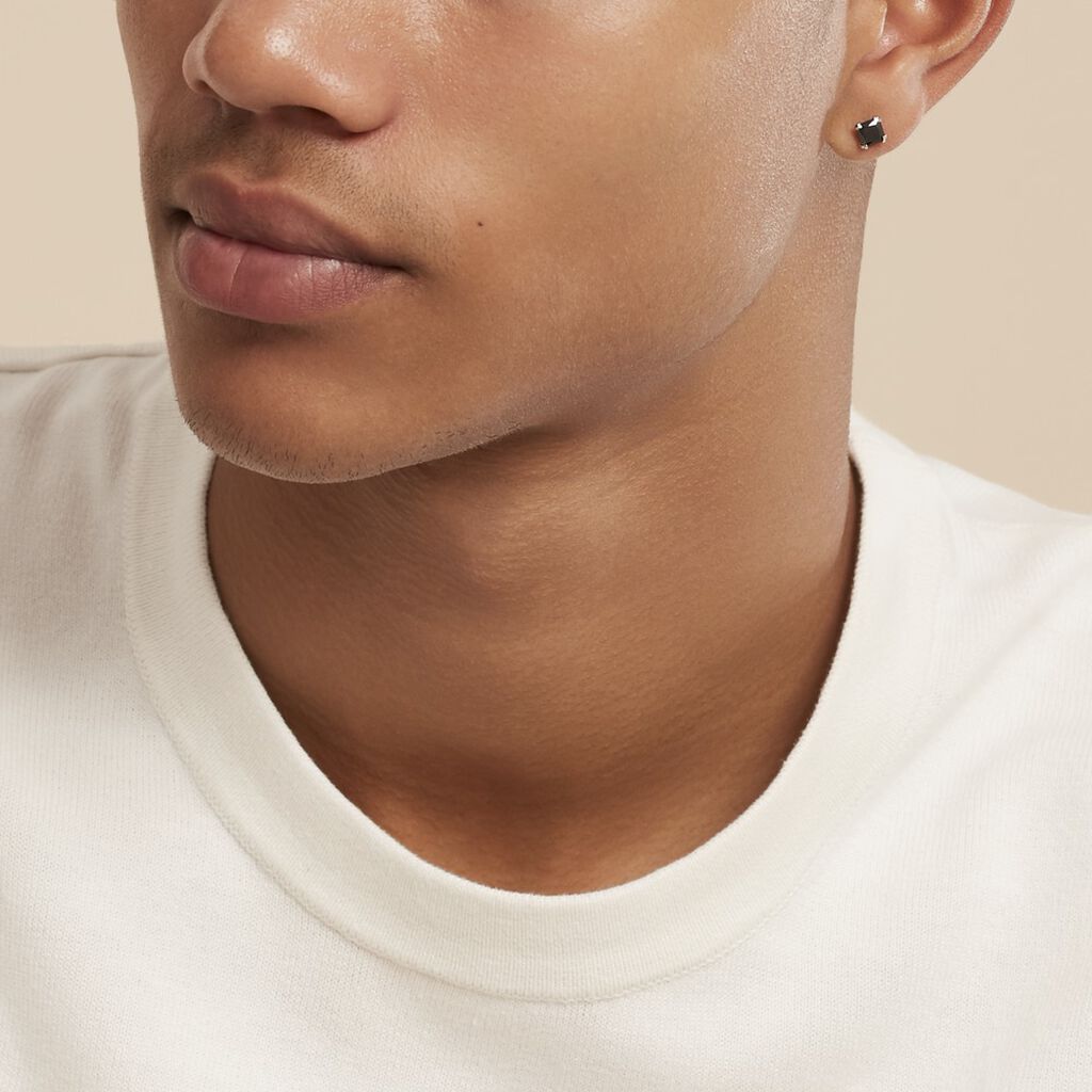 Boucle D'oreille Puce Unitaire Unitaire Or Blanc Oxyde
