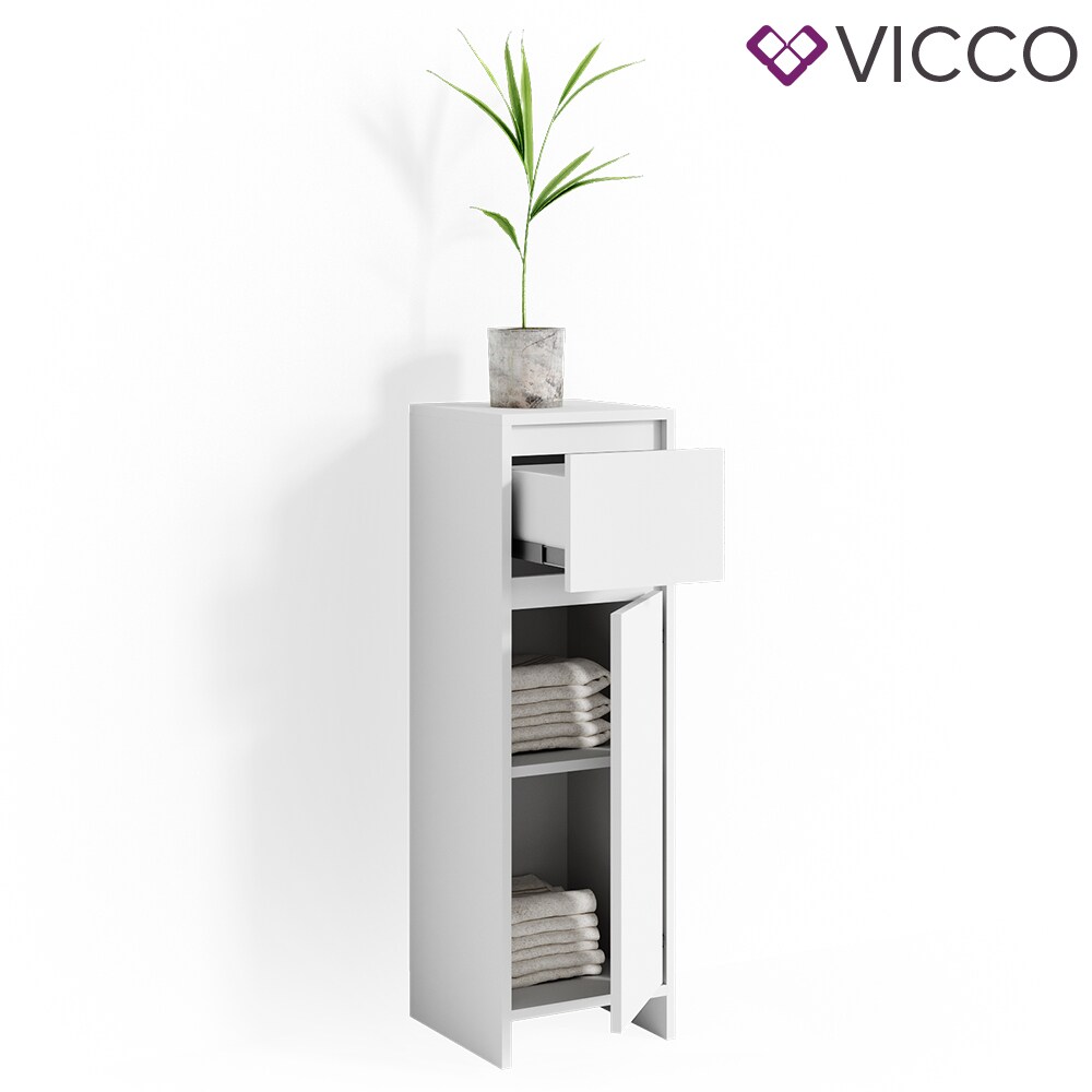 VICCO Badschrank EMMA Weiß - Badezimmerschrank Badregal Midischrank Schublade