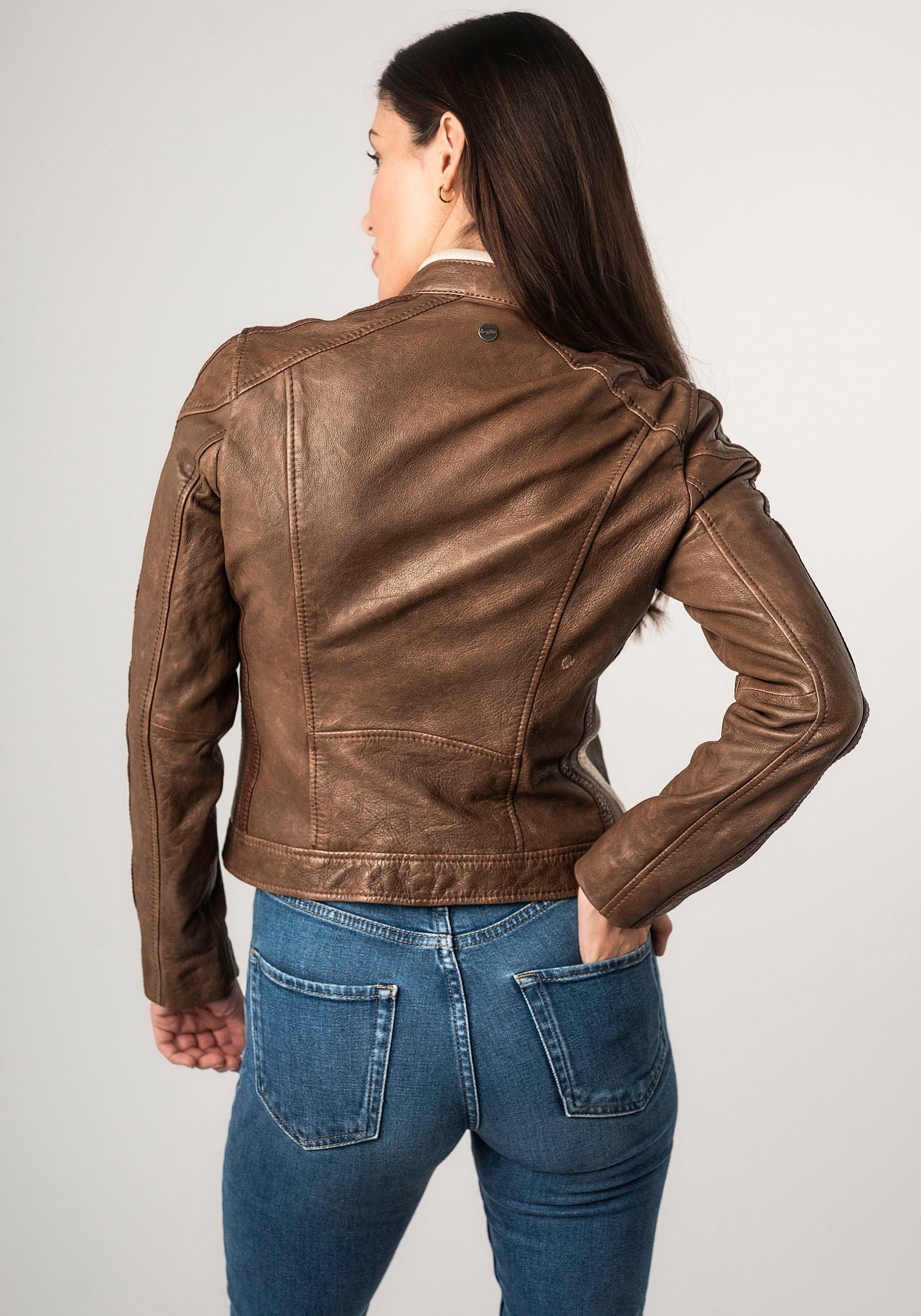 Mauritius Lederjacke »MWHighwalie« im Racer-Look, mit Patch