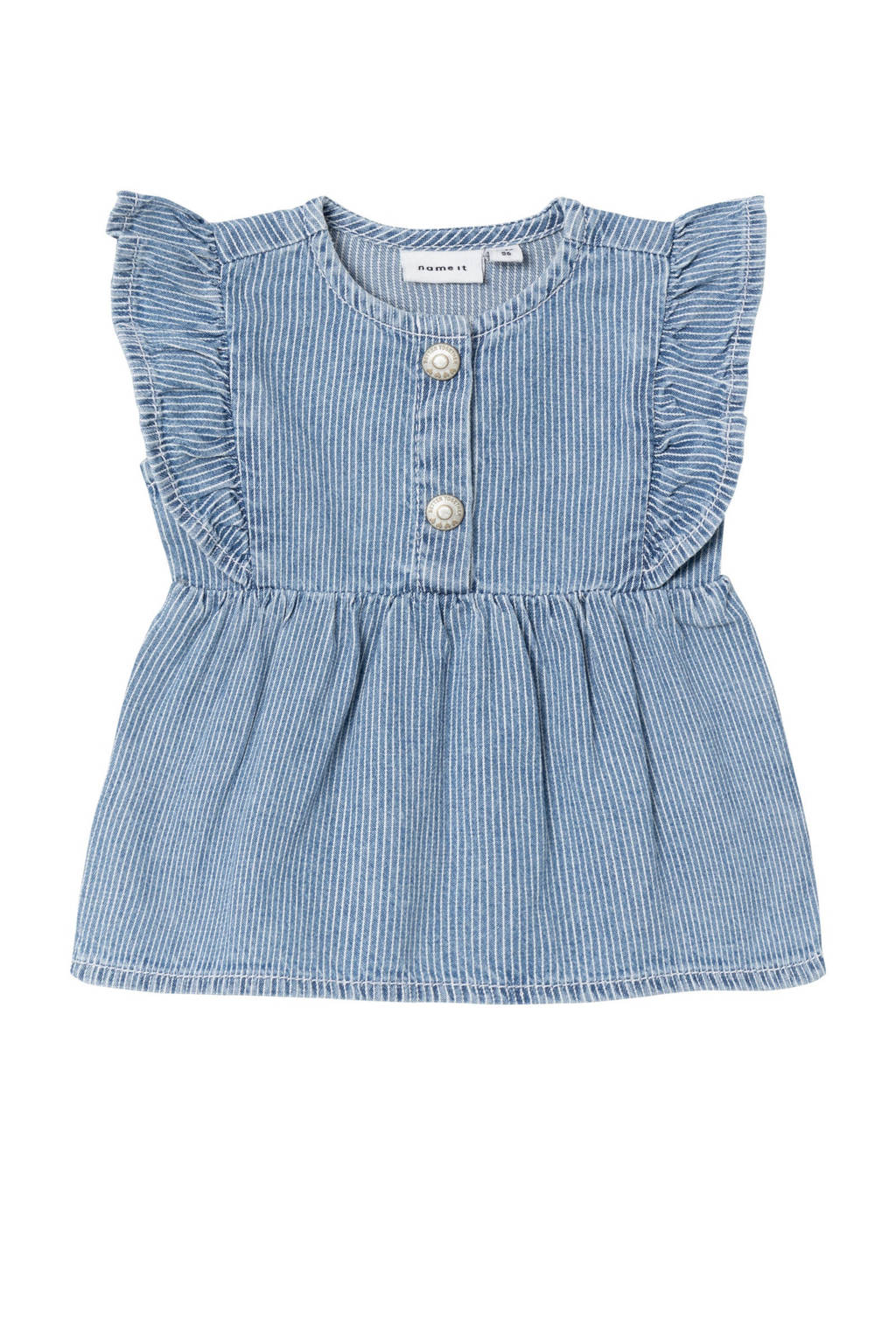 NAME IT baby gestreeptetop NBFLILI met open rug blauw/wit
