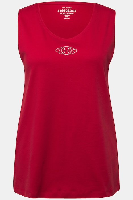 Top, Pima Cotton, Slim, Rundhals, Ziersteinchen, ärmellos